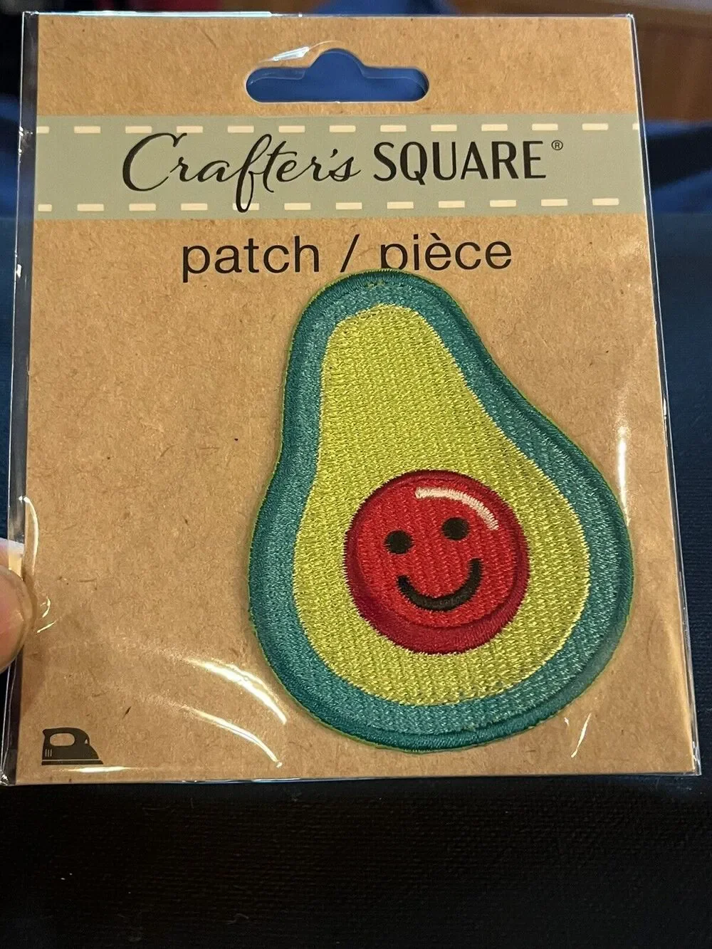 Avocado Patch Embroidered Iron On Happy Smiley Face, New Factory Sealed